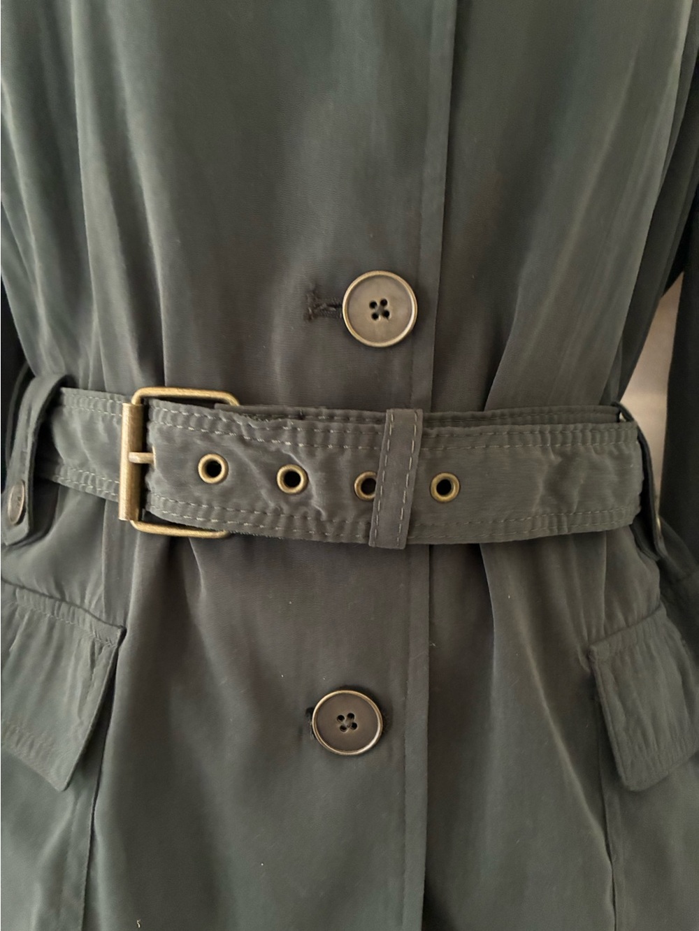 Dana Buchman Dark Green Belted Trench Utility Jacket - Picture 3 of 6